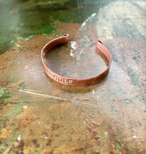 Load image into Gallery viewer, Hammered Copper Bangle Bracelet | Personalized Engraving Available