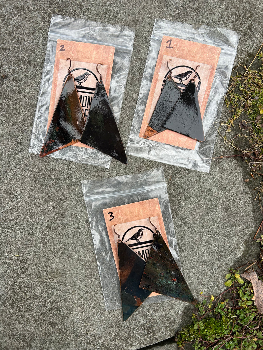 NEW!! Collection of Wavy Black Earrings (Fort Ethan Allen Copper)