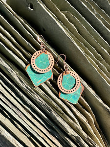 Patina Diamond Earrings with Copper Cut-out (4 options)