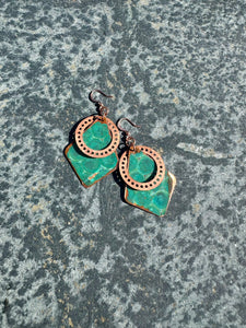 Patina Diamond Earrings with Copper Cut-out (4 options)