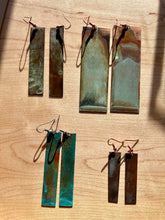 Load image into Gallery viewer, Patina Strip Dangly Earrings (4 options)