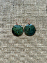 Load image into Gallery viewer, Dark Green Patina Rolled Earring