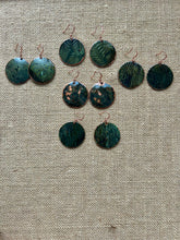 Load image into Gallery viewer, Dark Green Patina Rolled Earring