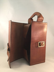 leather, brown, bathroom bag, men, custom made, hand stitched, toiletry bag 