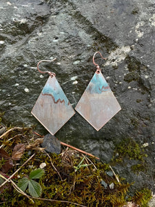 Mixed Blue Patina Dimond Earrings