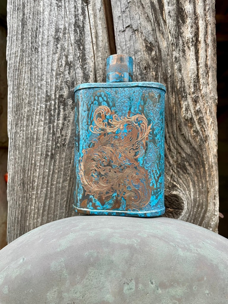 Blue Fire Carved Flask