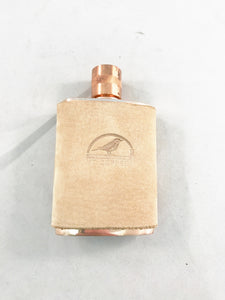 Copper flask, whiskey, Filson, leather, funnel