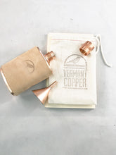 Load image into Gallery viewer, Copper flask, whiskey, Filson, leather, funnel