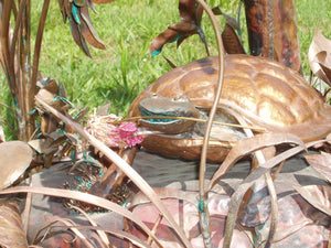Handcrafted Large Copper Metal "Turtle and Friends" Sculpture