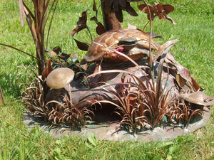 Handcrafted Large Copper Metal "Turtle and Friends" Sculpture