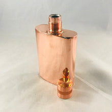 Load image into Gallery viewer, Copper flask, vermonter flask, whiskey, Filson, leather, funnel