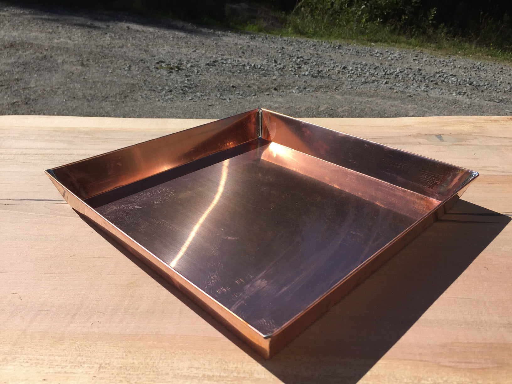 copper plant saucer Small Copper Garden Tray