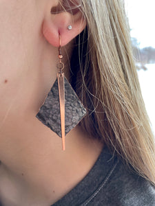 Diamond with Copper Strip Earrings