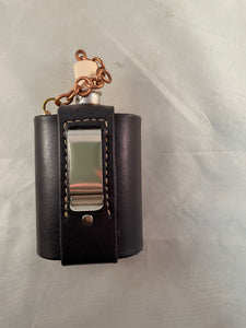 Black Leather Buckle Clip Flask