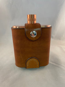 Brown Leather Buckle Clip Flask