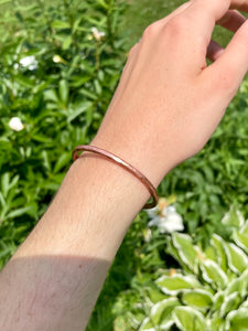 Hammered Copper Rod Bangle Bracelet | Personalized Engraving Available