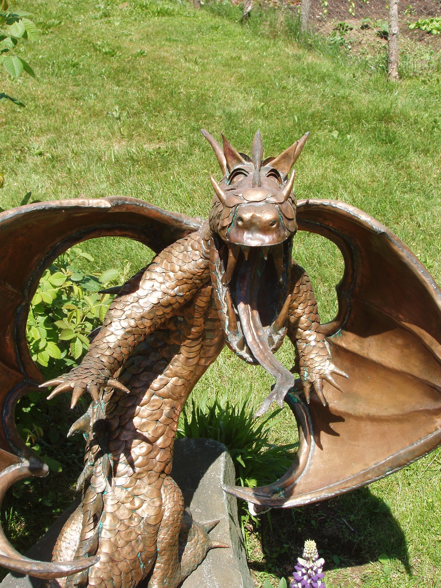 thumbnail image 2 of Hand-Carved Old Copper Dragon Statue – Chinese Antique Style Decor 2 of 4
