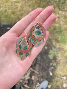 Patina Diamond Earrings with Copper Cut-out (3 options)