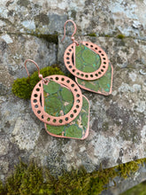 Load image into Gallery viewer, Patina Diamond Earrings with Copper Cut-out (3 options)