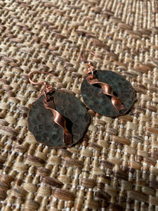 Hammered Earrings with Twisted Copper Strip(2 options)