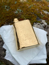 Load image into Gallery viewer, Gold Plated and Hand Carved Flask