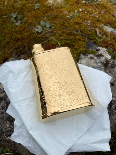 Gold Plated and Hand Carved Flask